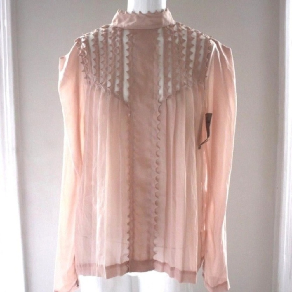 MAX AZRIA COUTURE RUNWAY PINK SHEER TOP EDGY S NEW